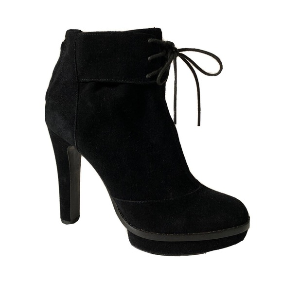 Elizabeth and James Mercy Black Suede Ankle Boot Bootie Platform Lace Up… - Picture 1 of 8